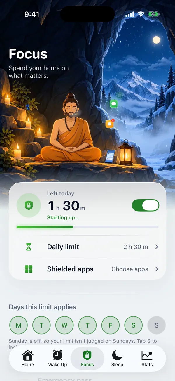 Focus: time left today on your problem apps