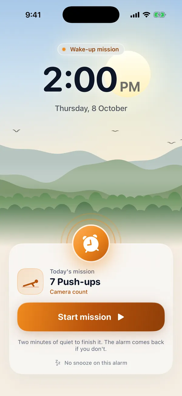The wake-up alarm: 7 push-ups to stop it